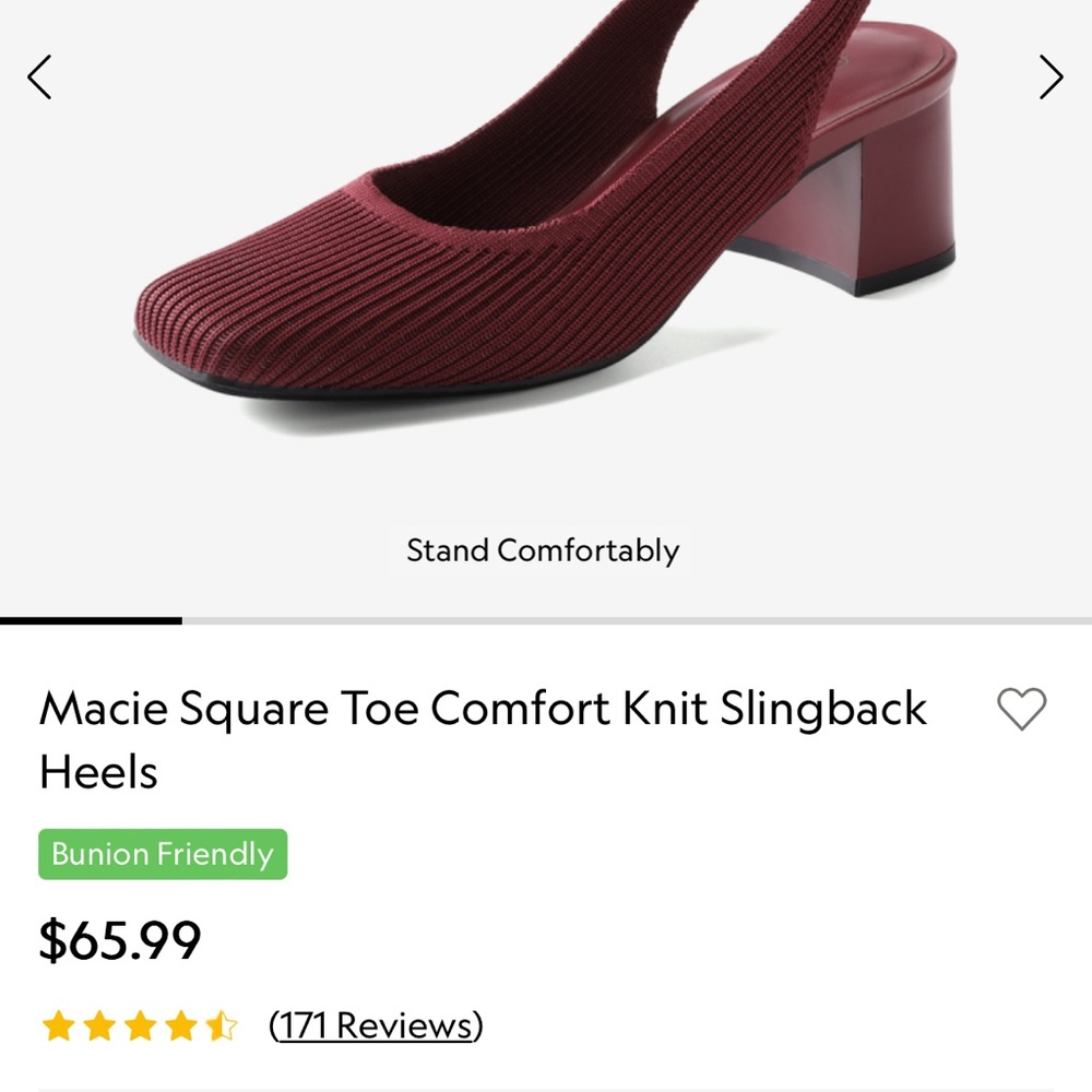 Macie Square Toe Comfort Knit Slingback Heels